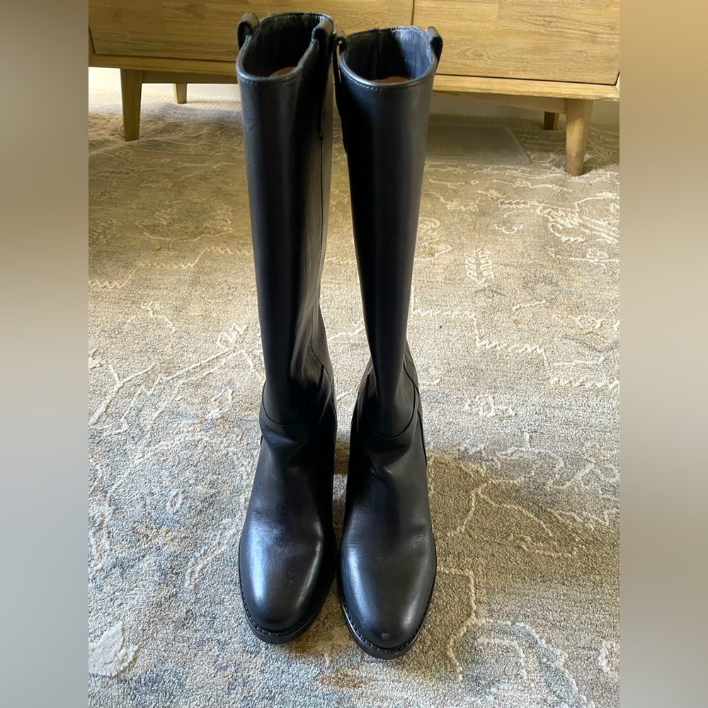 J Crew Black Leather knee high boots. Beautiful classic leather boot.